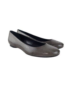 Talbots Gray Snake Embossed Leather Slip On Ballet Flats Womens 10